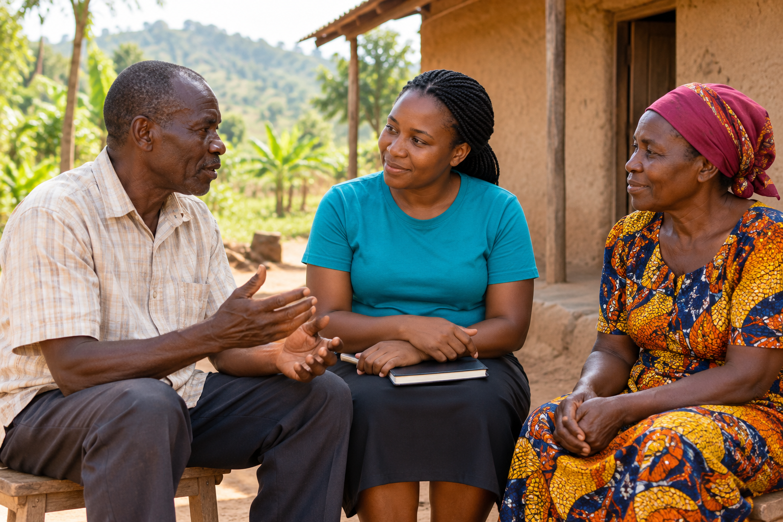 Illustrative community health discussion; not a photograph of the 2021–2022 intervention.
